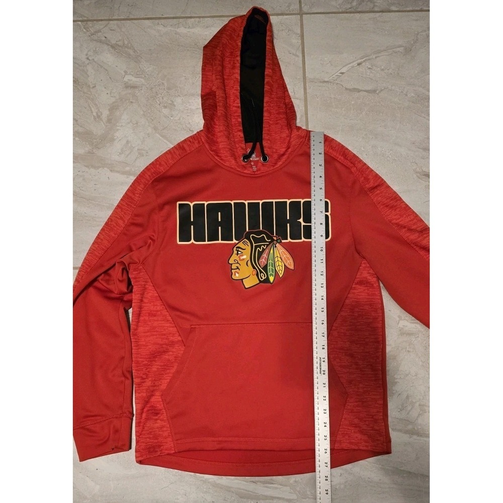 MAJESTIC Chicago Blackhawks Therma Base Red Hoodie Mens Medium NHL Hocker Fleece - Picture 6 of 9